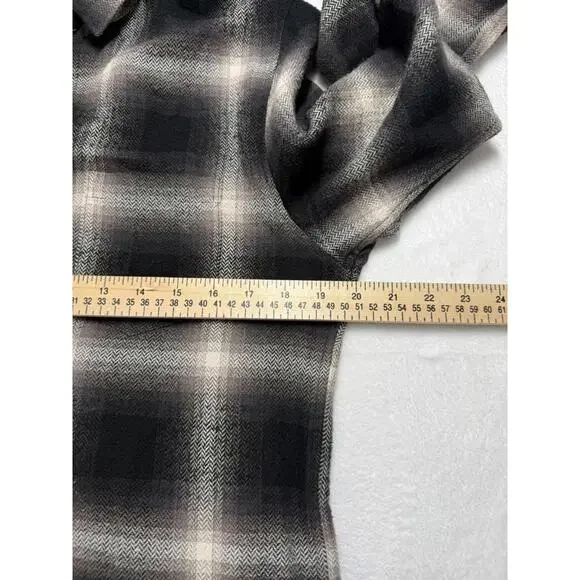 John Elliot Brushed Flannel Button Up Shirt White Black Plaid Medium - Picture 5 of 6